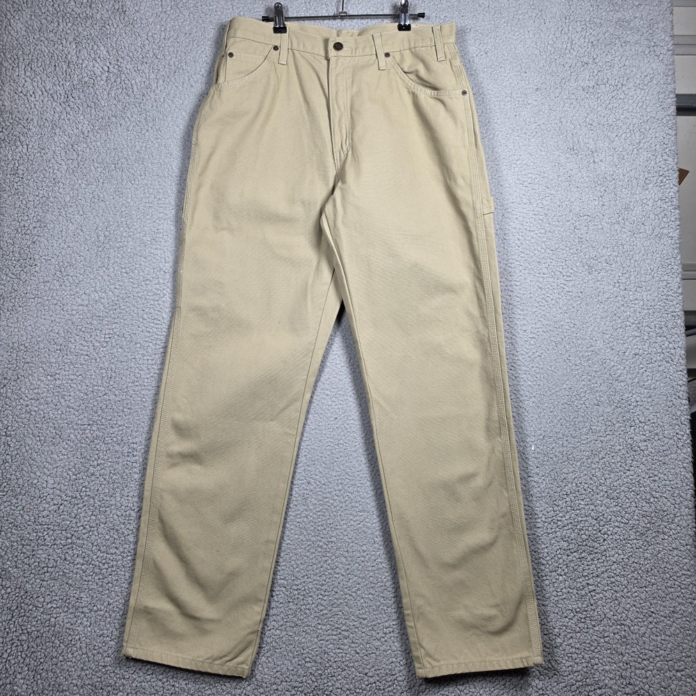 Dickies Carpenter Pants Mens Size 34x34 Beige Canvas Workwear Utility Straight